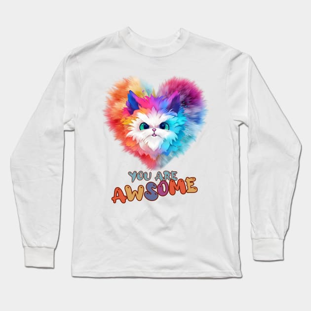 Fluffy: "You are awsome" collorful, cute, furry animals Long Sleeve T-Shirt by HSH-Designing